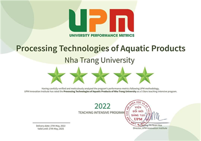 Lễ công bô chứng nhận xếp hạng đối sánh, gắn sao UPM chương trình đào tạo Ngành Công nghệ Chế biến Thủy sản