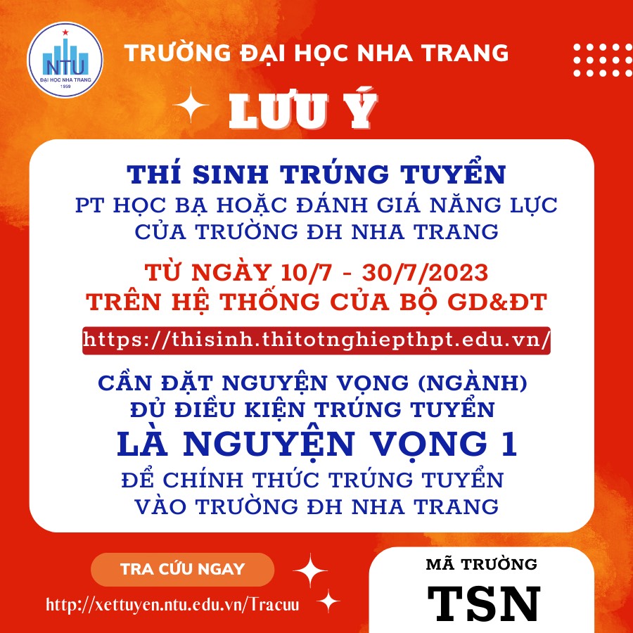 MỘT SỐ THÔNG TIN QUAN TRỌNG CHO CÁC EM THÍ SINH